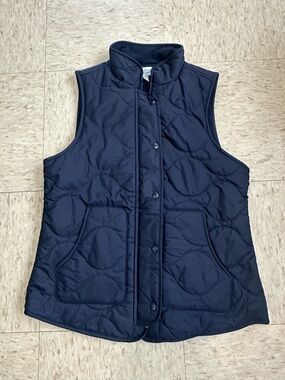 croft & barrow Navy Quilted Snap-Front Vest